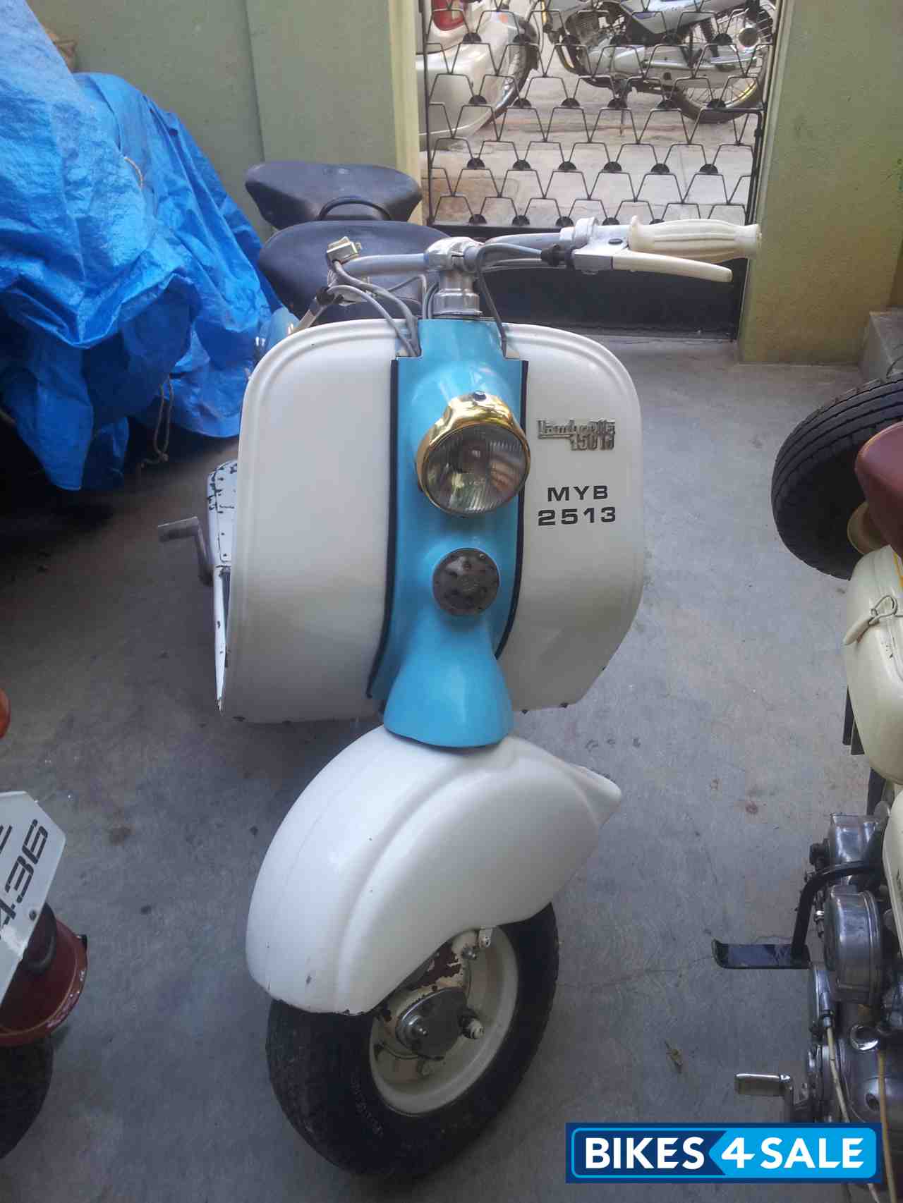 White And Blue Vintage Scooter Lambretta 150 LD