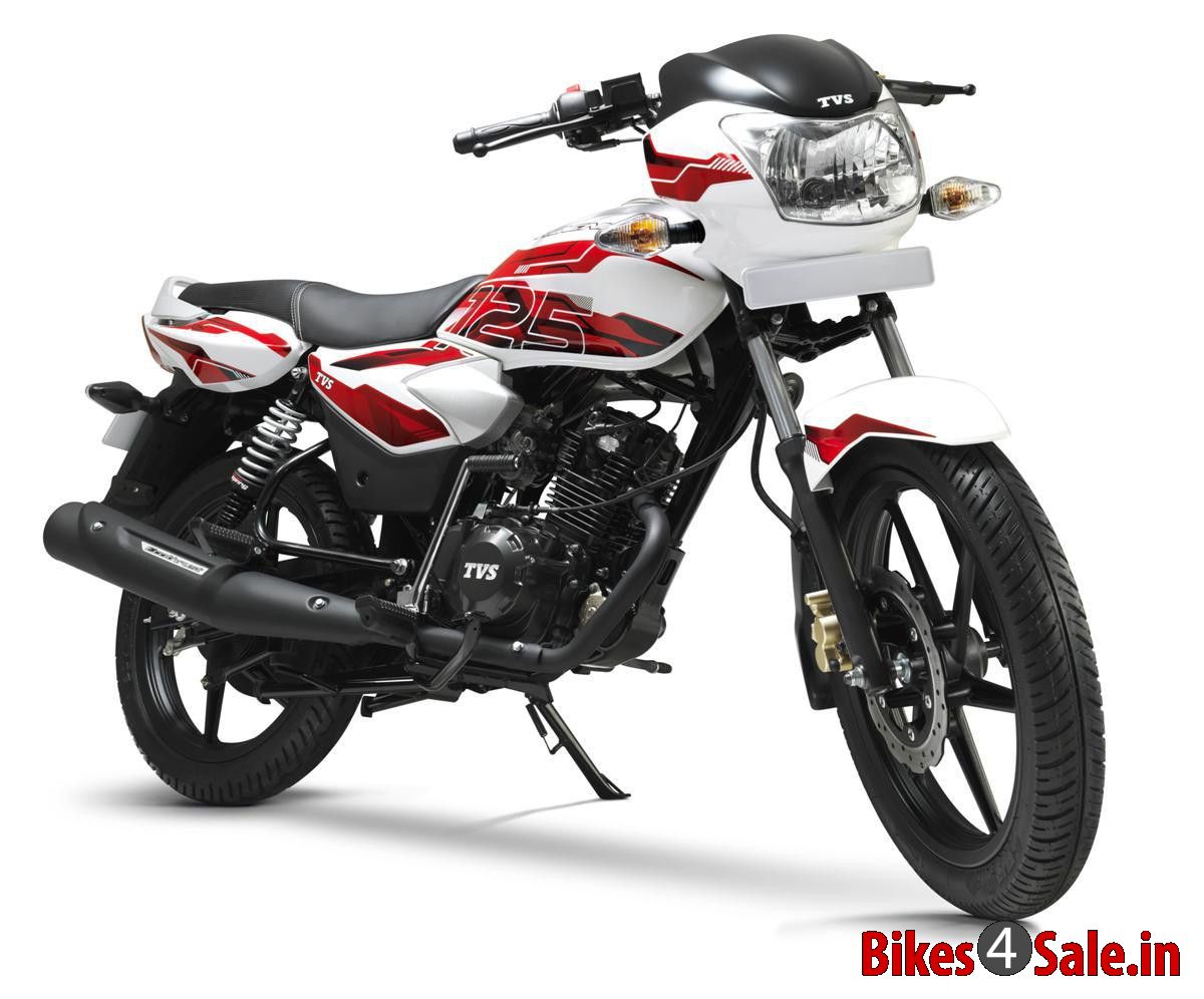 TVS Phoenix 125 in dual tone Alpine White with red sporty graphics