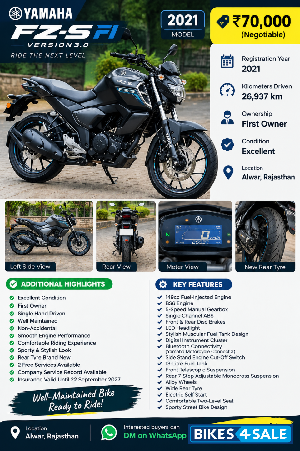 Black Yamaha FZ-S FI V2 Black Yamaha FZ-S FI V2