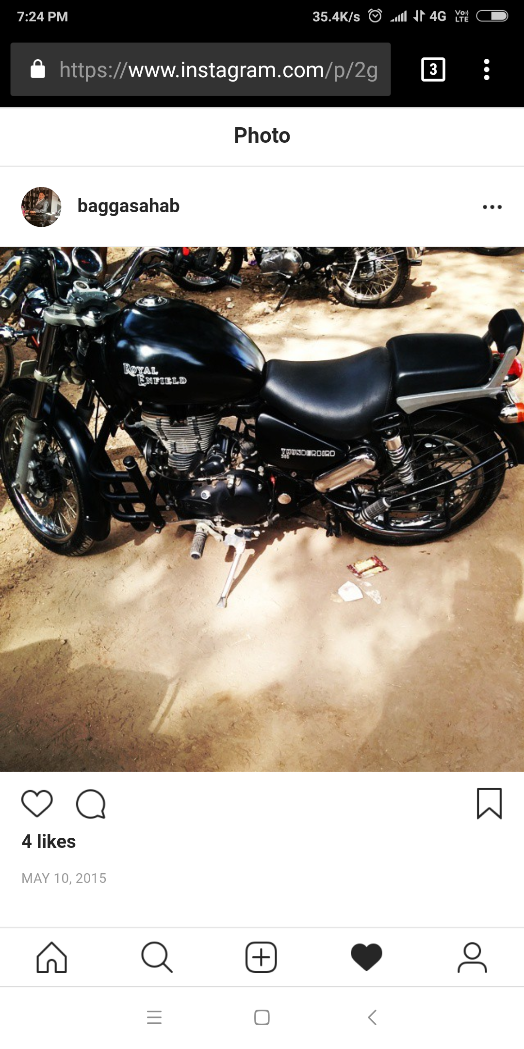 Black Royal Enfield Thunderbird