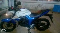 White And Blue Suzuki Gixxer 150
