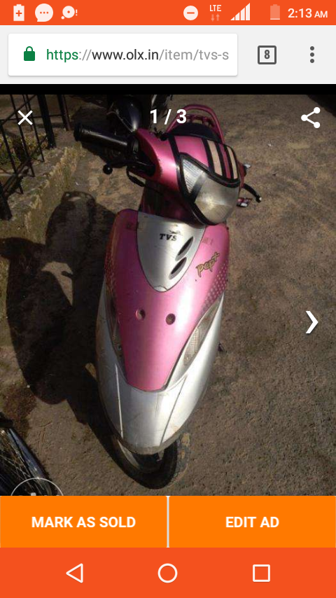 Pink TVS Scooty Pep Plus