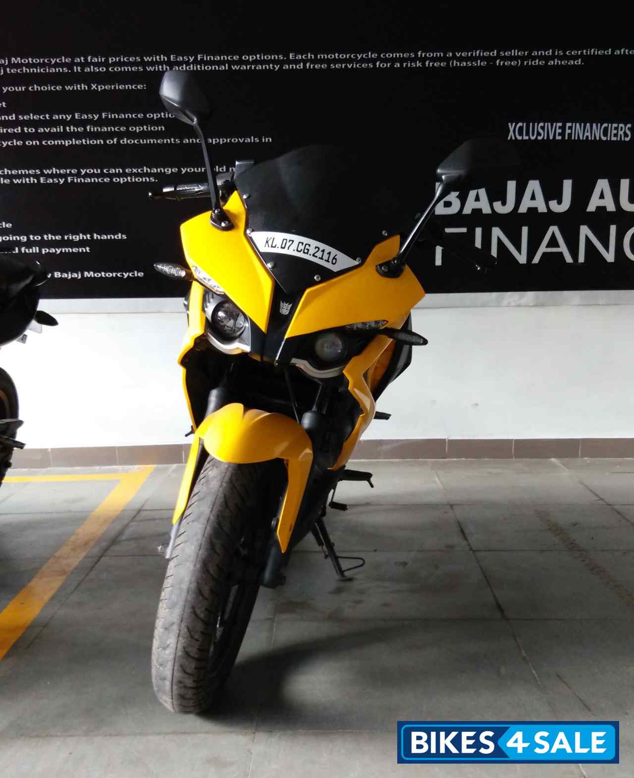 Yellow Bajaj Pulsar RS 200