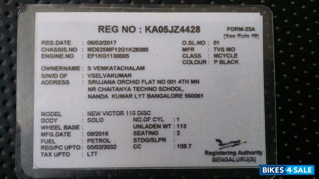 Black And Silver TVS Victor