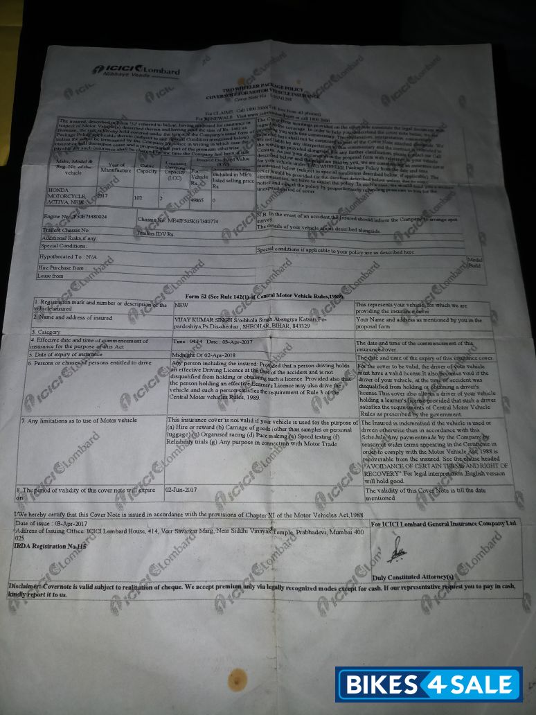 White Honda Activa 3G