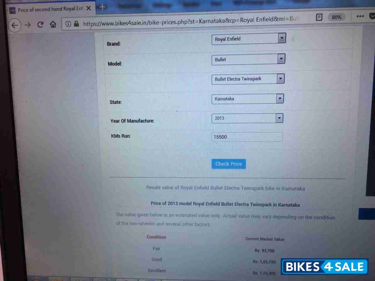 Silver Royal Enfield Bullet Electra Twinspark