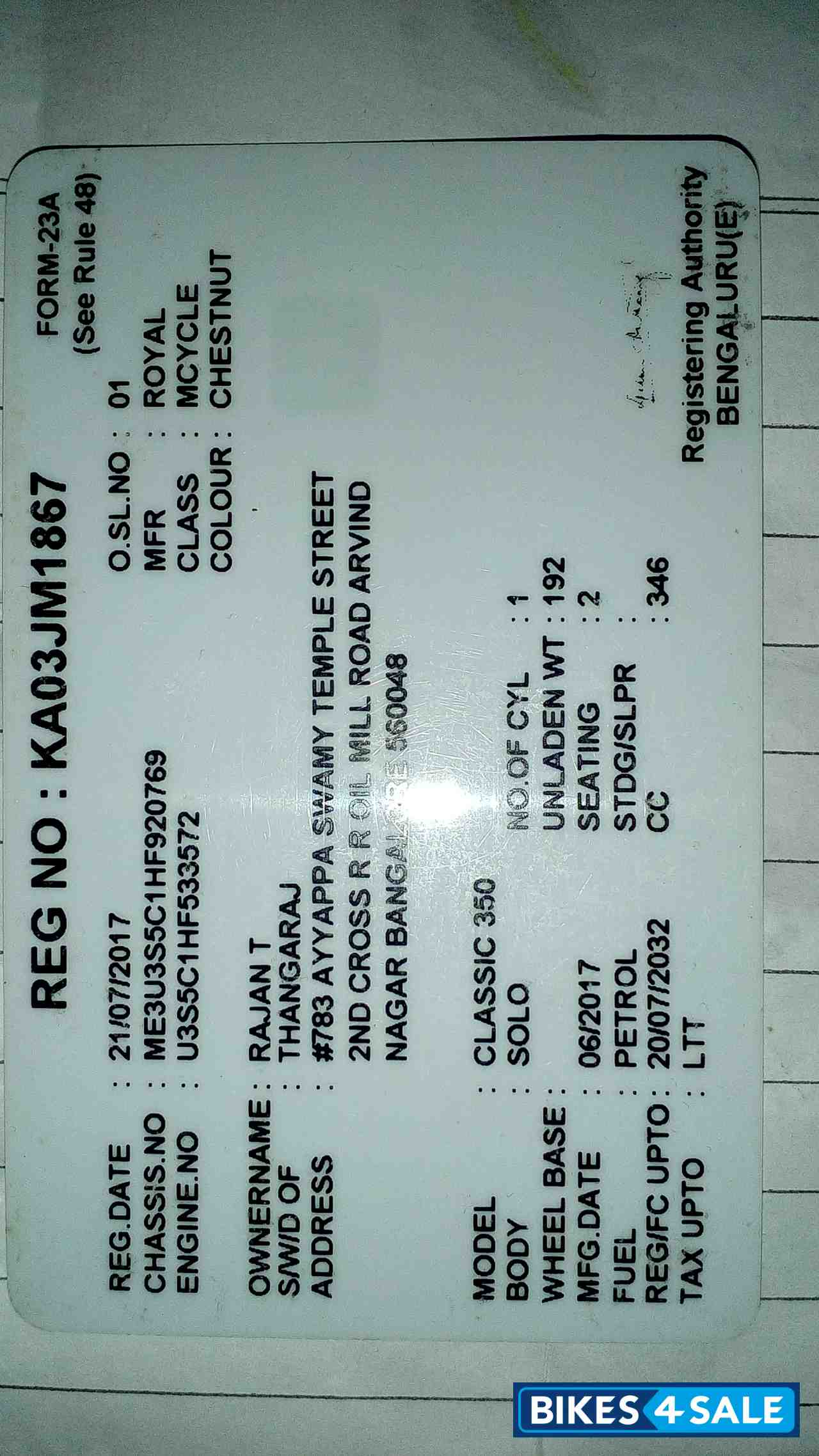 Chestnut Royal Enfield Classic 350