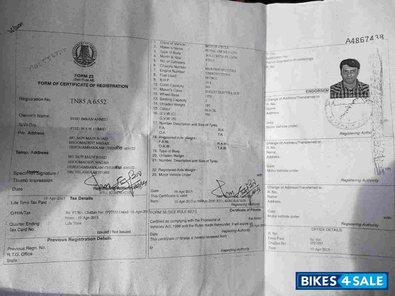 Black Royal Enfield Bullet Electra 5S