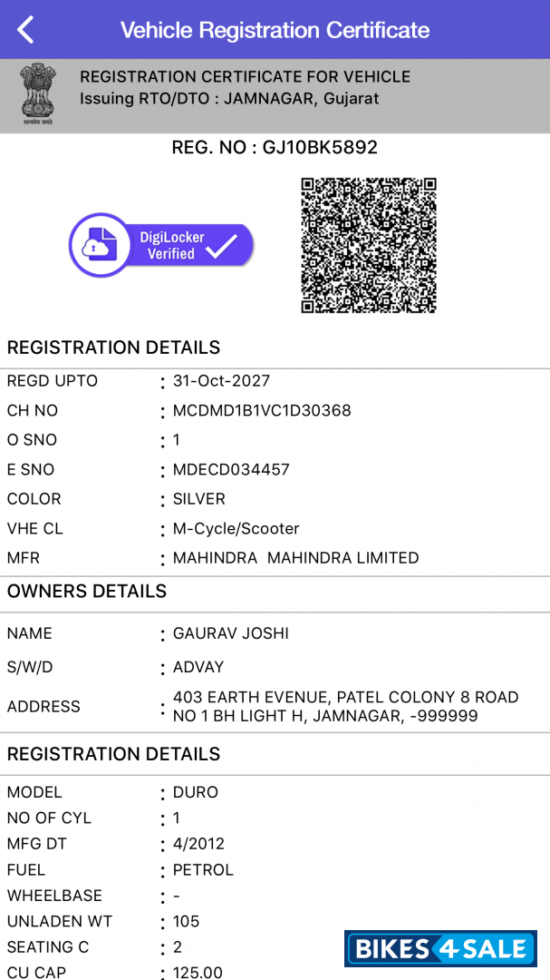 Silver Mahindra Duro DZ