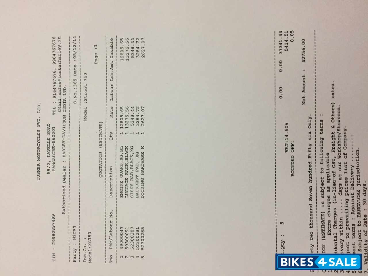 Denim Black Harley Davidson Street 750