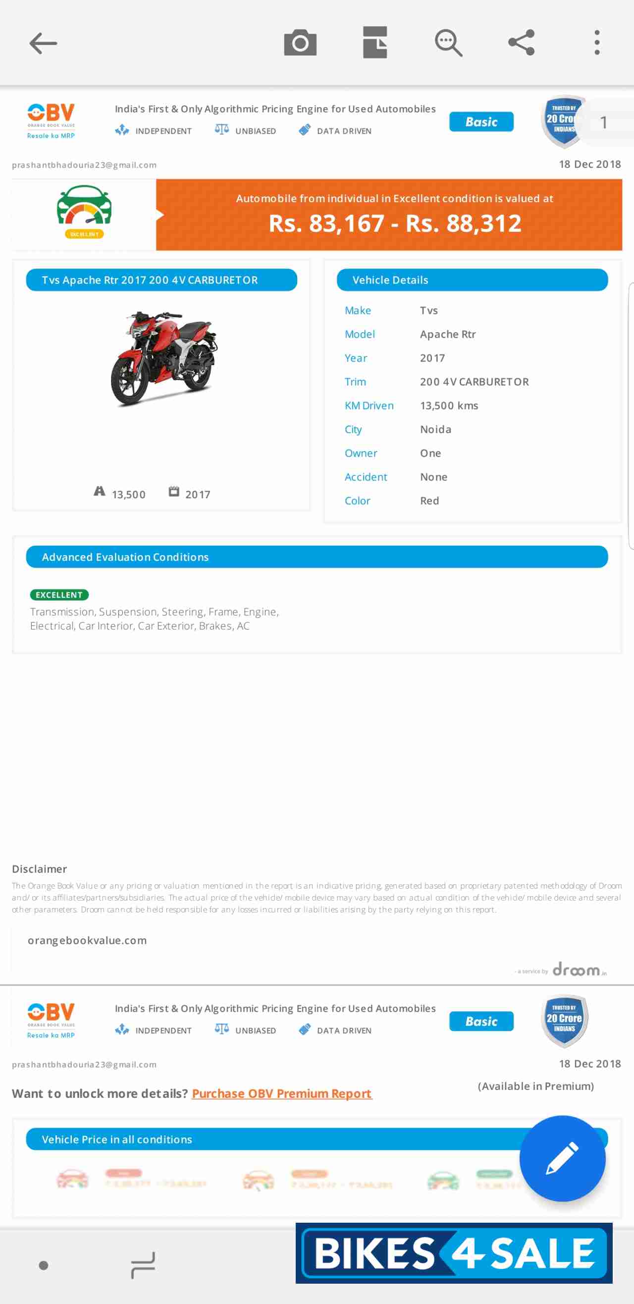 Matte Red TVS Apache RTR 200 4V