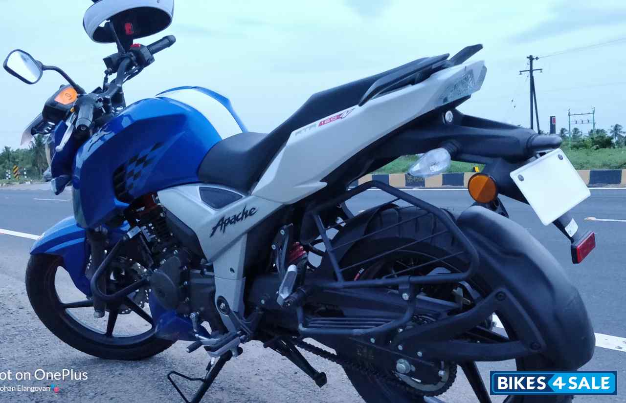 White And Blue TVS Apache RTR 160 4V