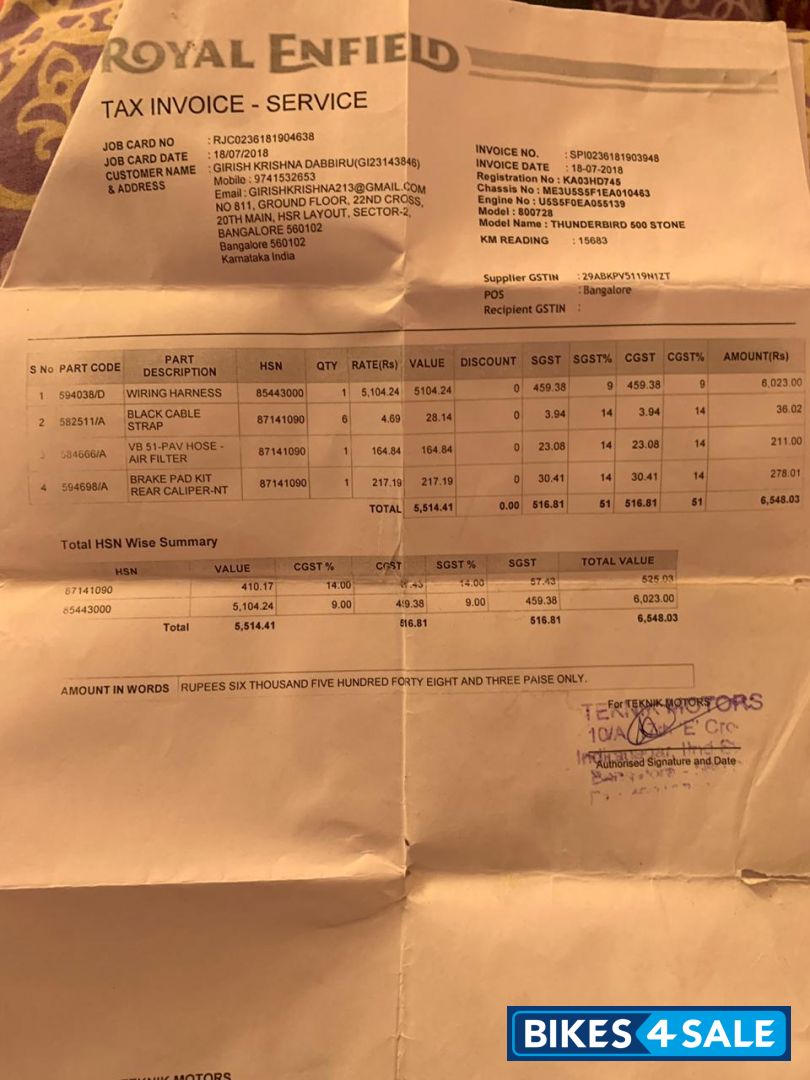 Black Royal Enfield Thunderbird 500