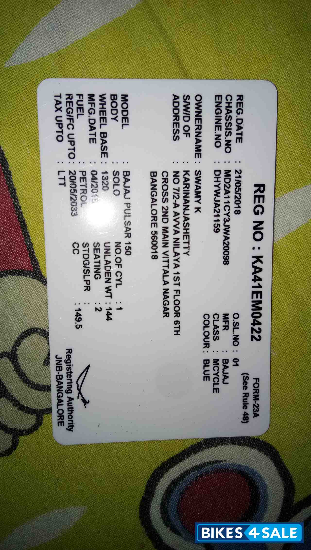 Blue Bajaj Pulsar 150 Classic