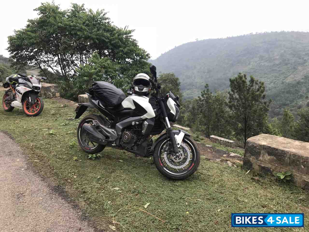 Moon White Bajaj Dominar 400 Disc