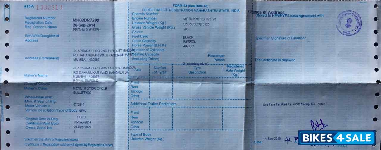 Black Royal Enfield Bullet Standard 500