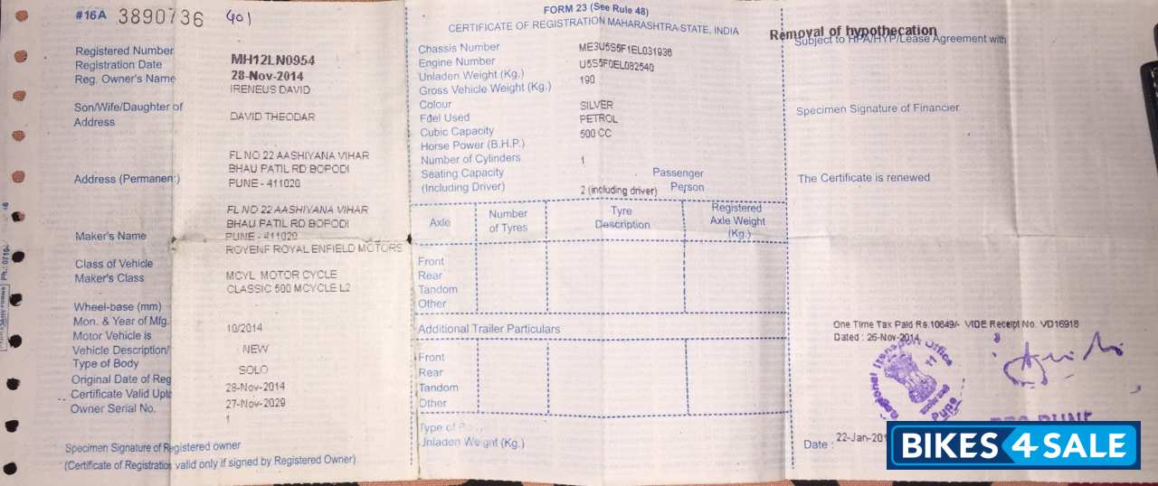 Silver Royal Enfield Classic 500