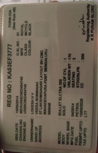 Black Royal Enfield Bullet Electra