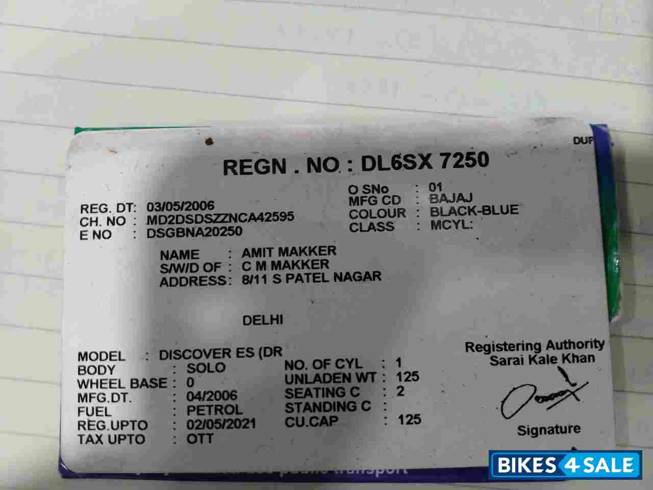 Blue/black Bajaj Discover DTSi 125