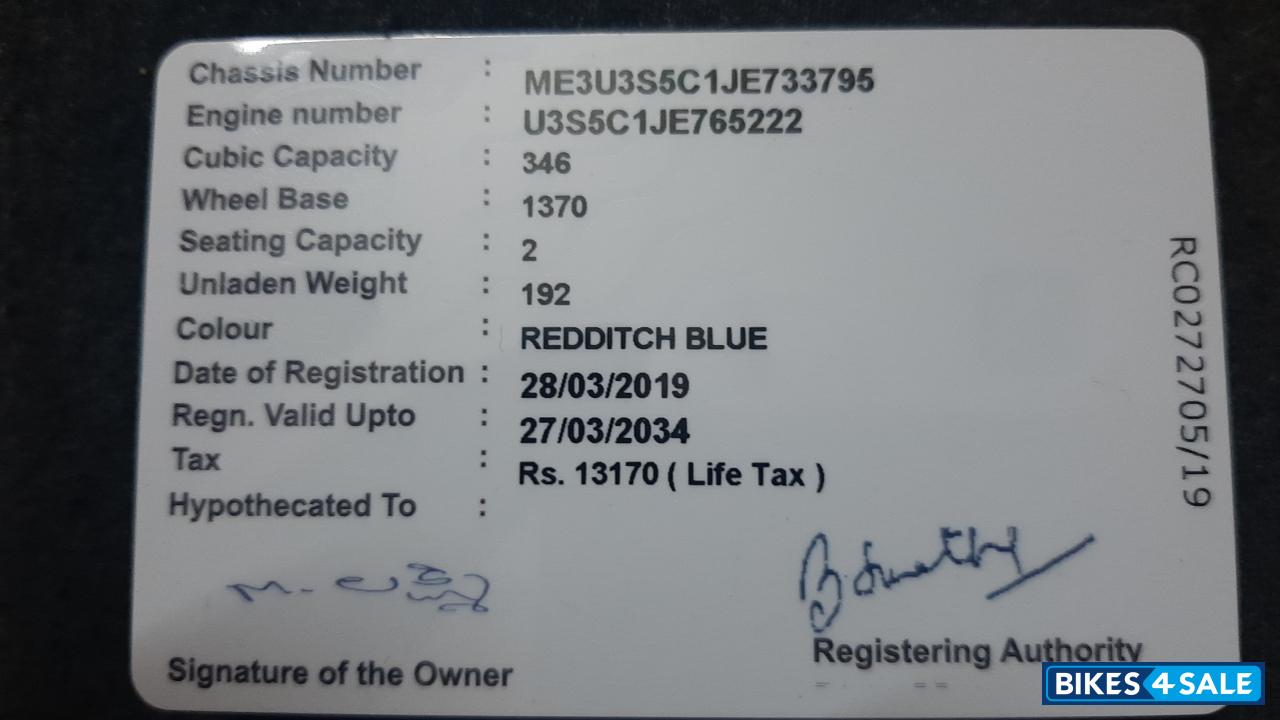 Reddich Blue Royal Enfield Classic 350 Redditch Blue