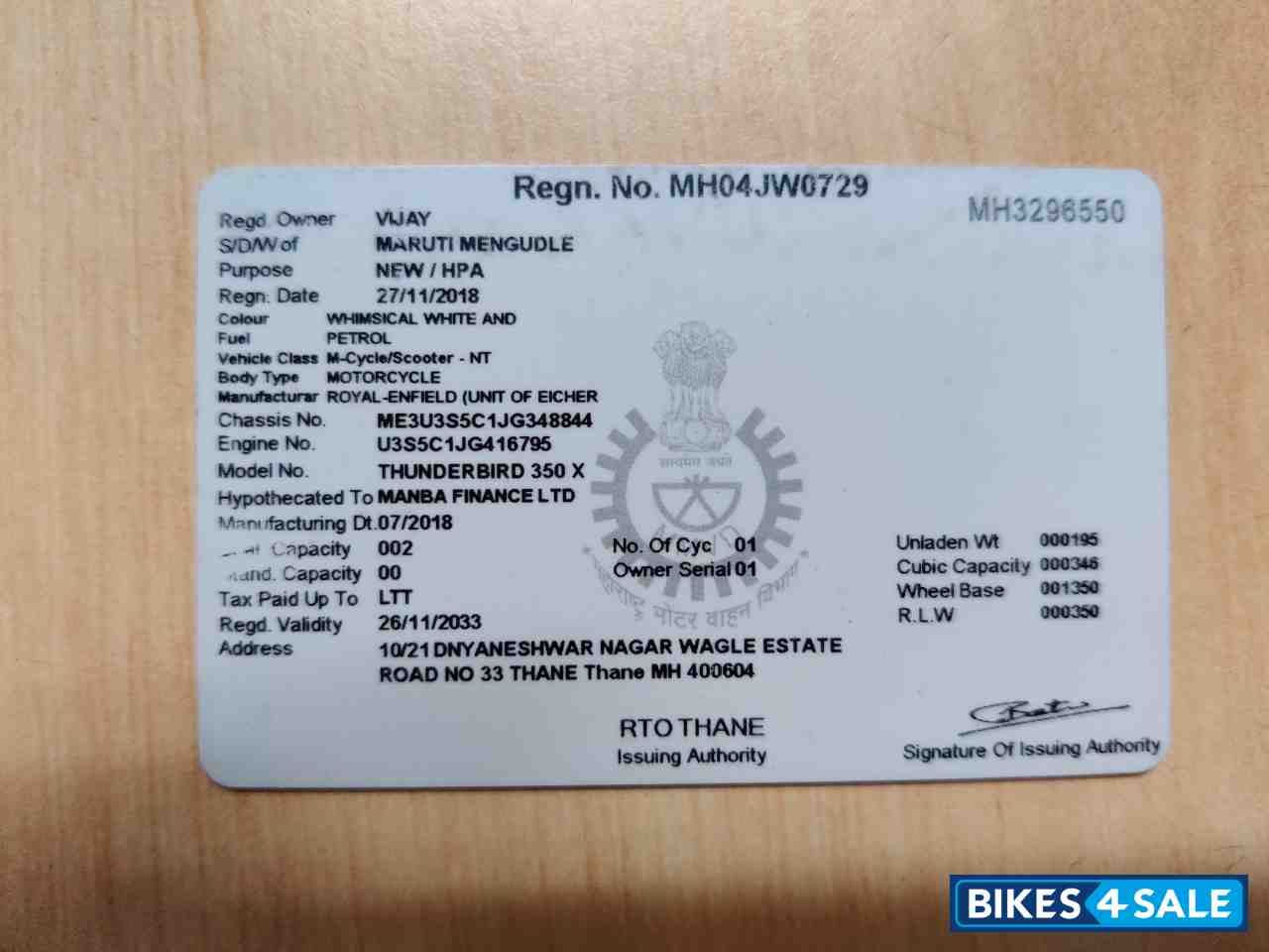 Whimsical White Royal Enfield Thunderbird X 350