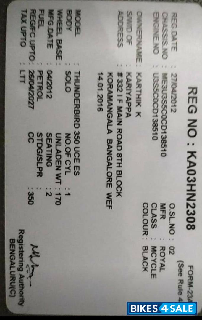 Royal Enfield Thunderbird TwinSpark 350