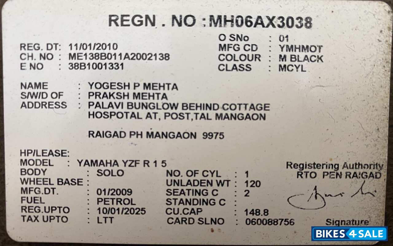 Midnight Black Yamaha YZF R15