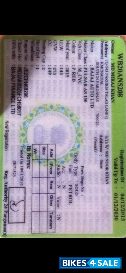 Red Bajaj Pulsar AS 150