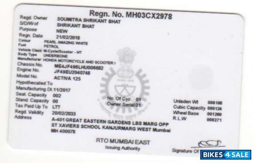 White Honda Activa 125