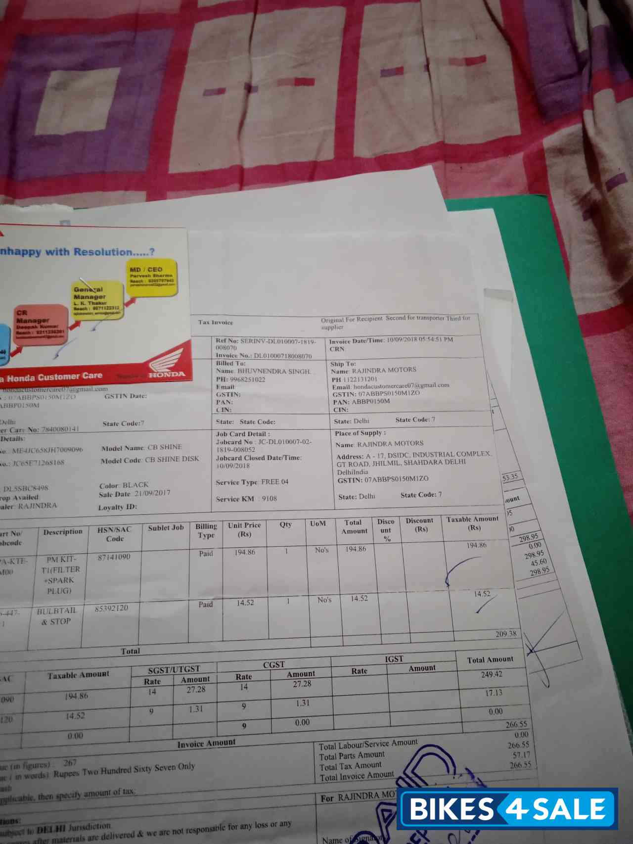 Black Honda CB Shine