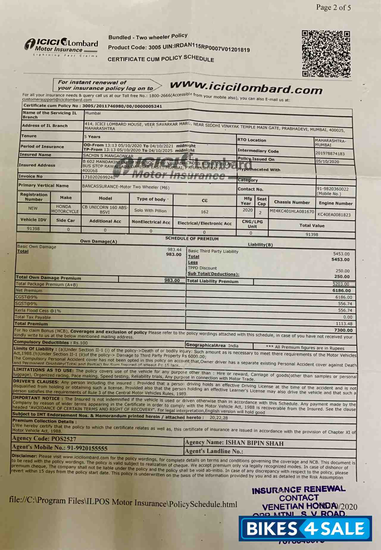 Honda Unicorn 160 BS6