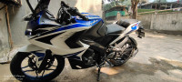 White Blue Bajaj Pulsar RS 200 ABS