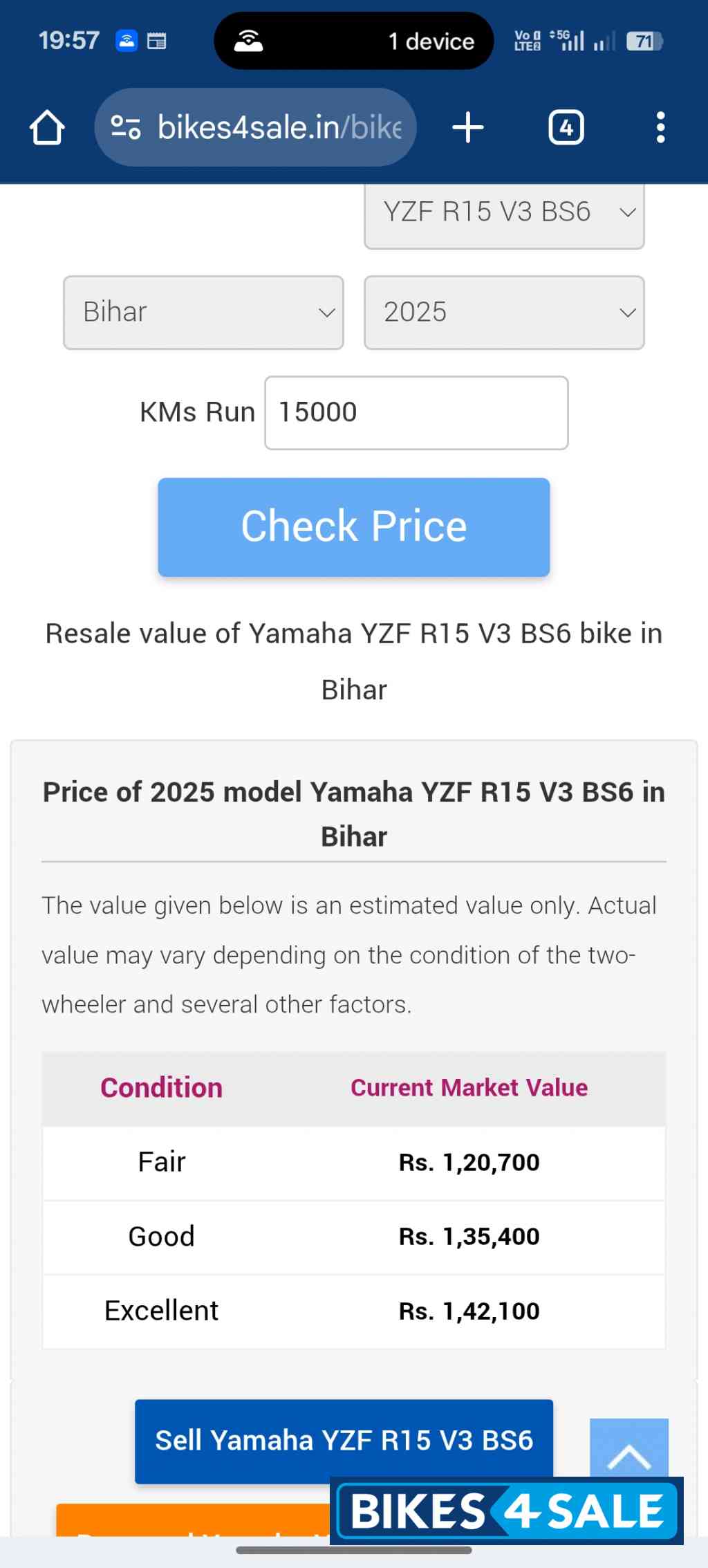 Black Yamaha YZF R15 V3 BS6