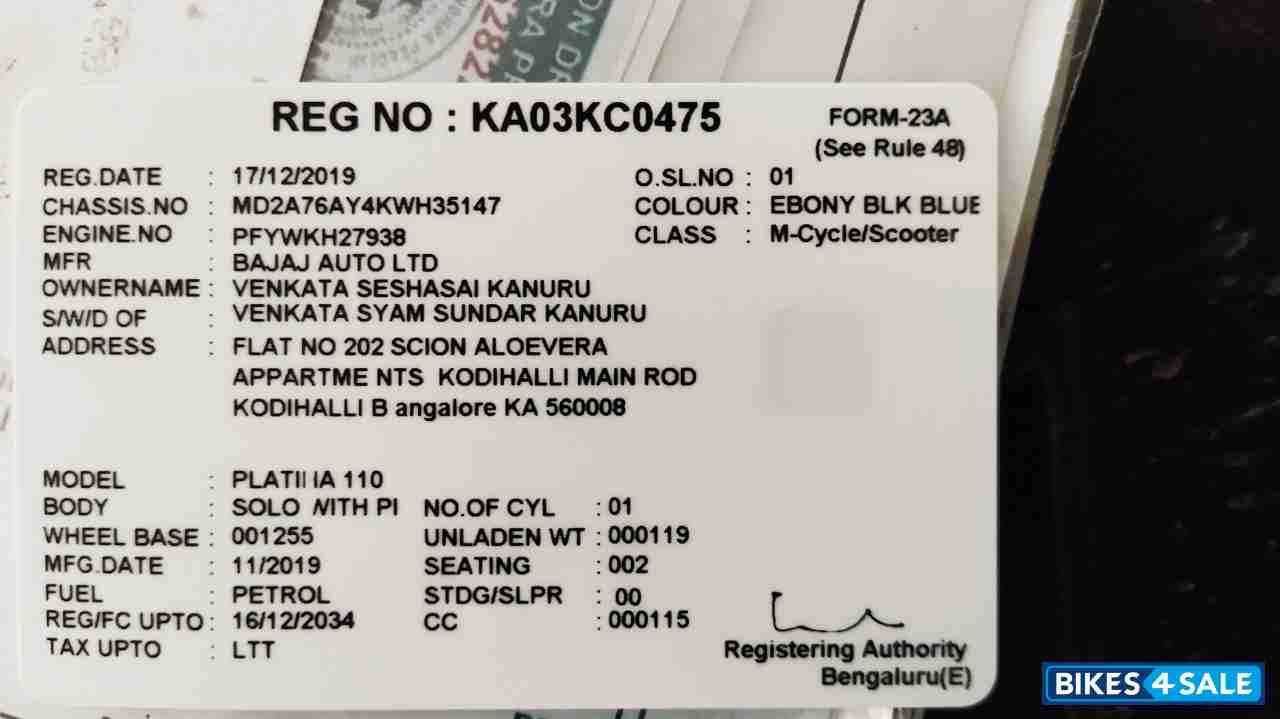 Black Blue Bajaj Platina 110 H-Gear