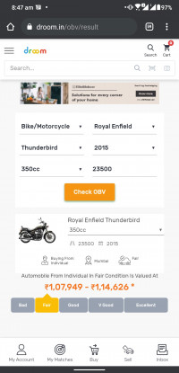 Marine Blue Royal Enfield Thunderbird 350