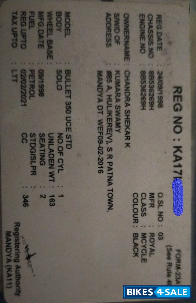 Black Royal Enfield Bullet Standard 350