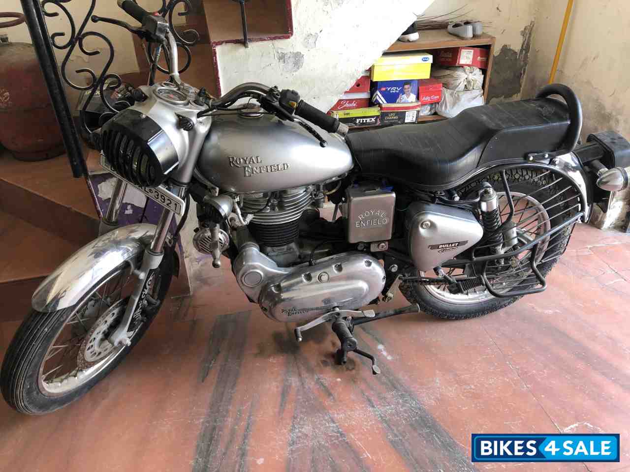 Silver Royal Enfield Bullet 350