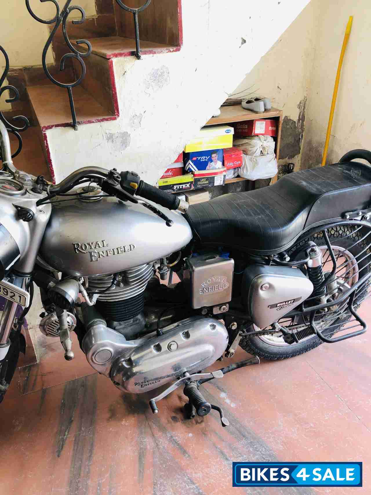 Silver Royal Enfield Bullet 350