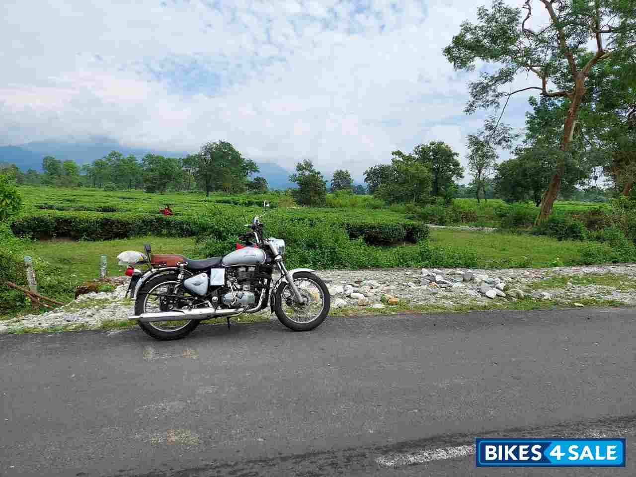 Silver Royal Enfield Bullet 350 ES