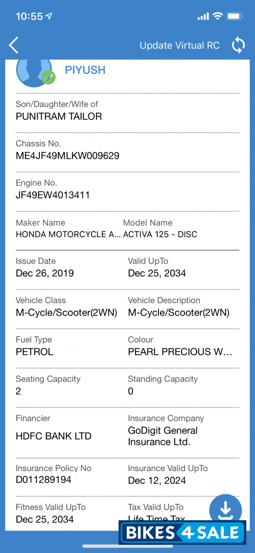 White Honda Activa 125 BS6