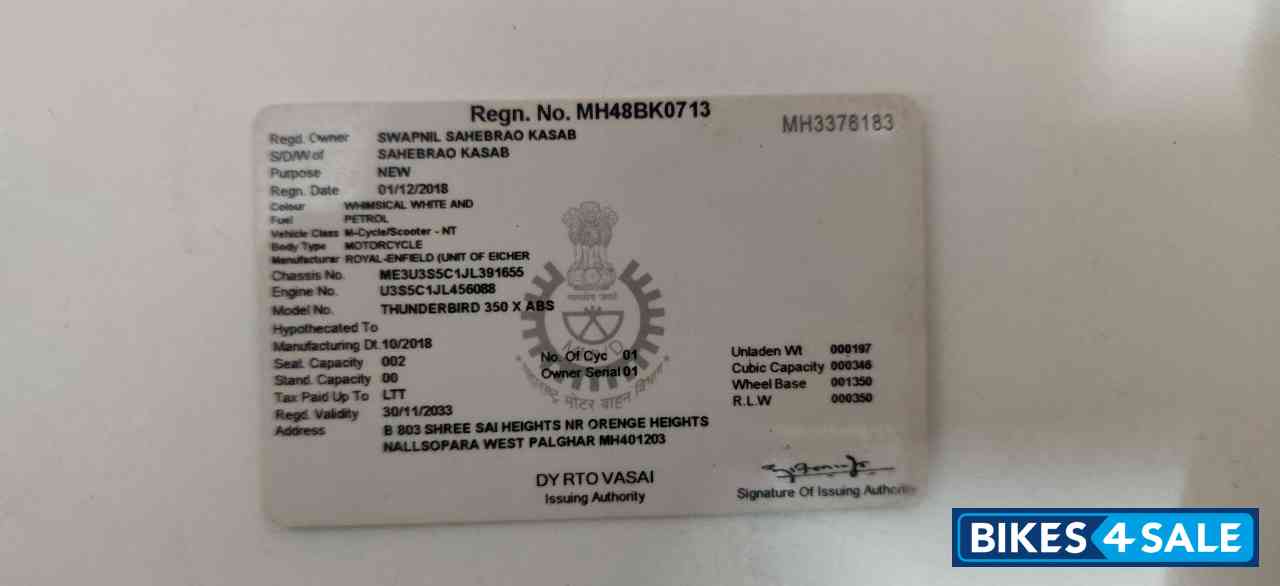 White Royal Enfield Thunderbird X 350