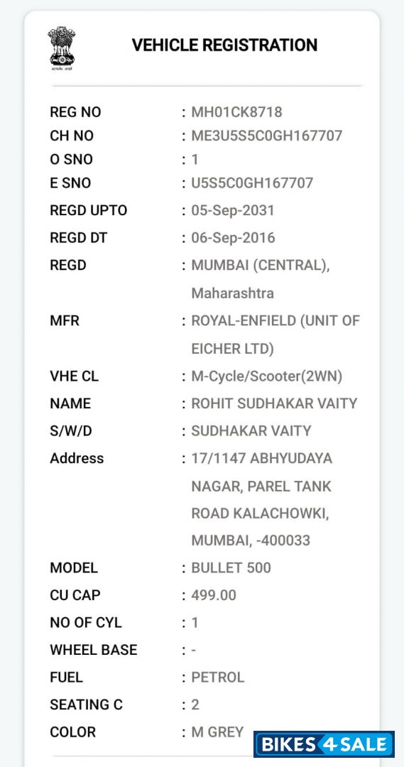 Marsh Grey Royal Enfield Bullet Standard 500