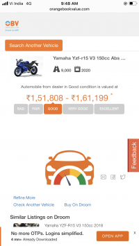 Blue Yamaha YZF R15 V3