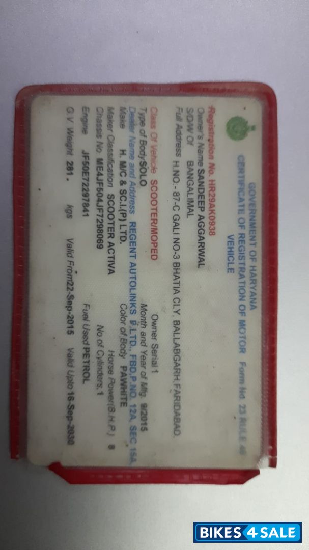 White Honda Activa 3G