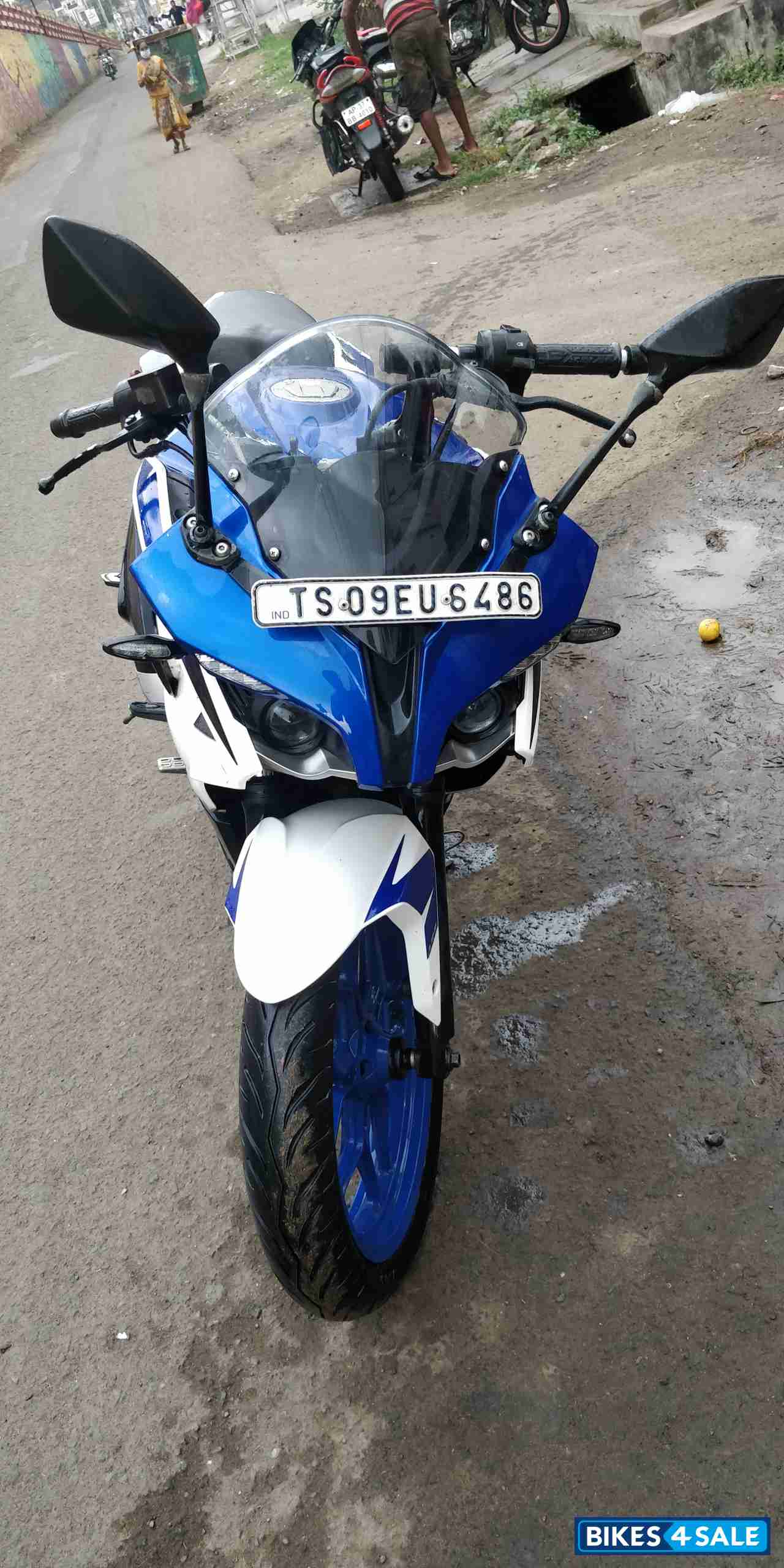 White & Blue Bajaj Pulsar RS 200 ABS