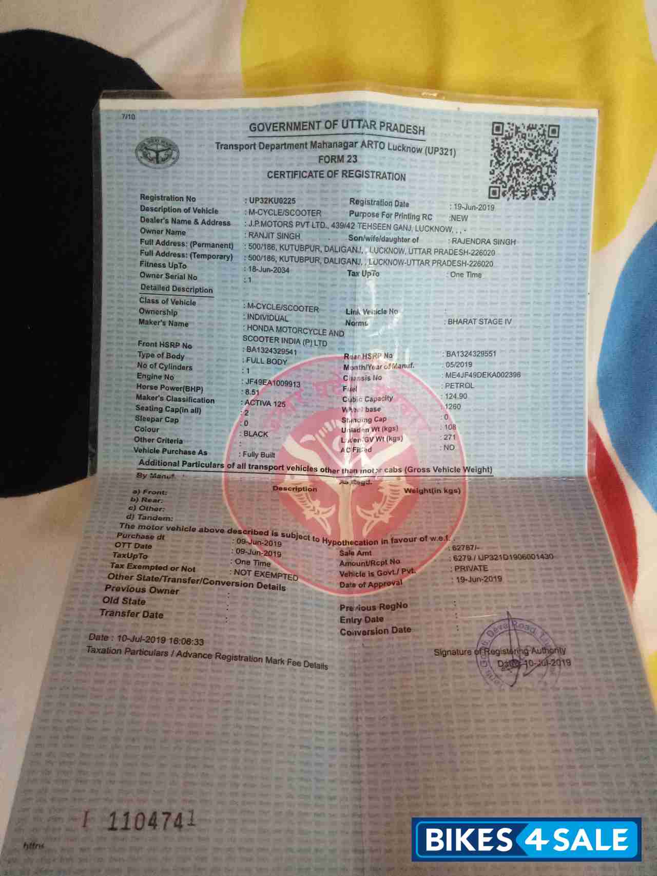 Black Honda Activa 125