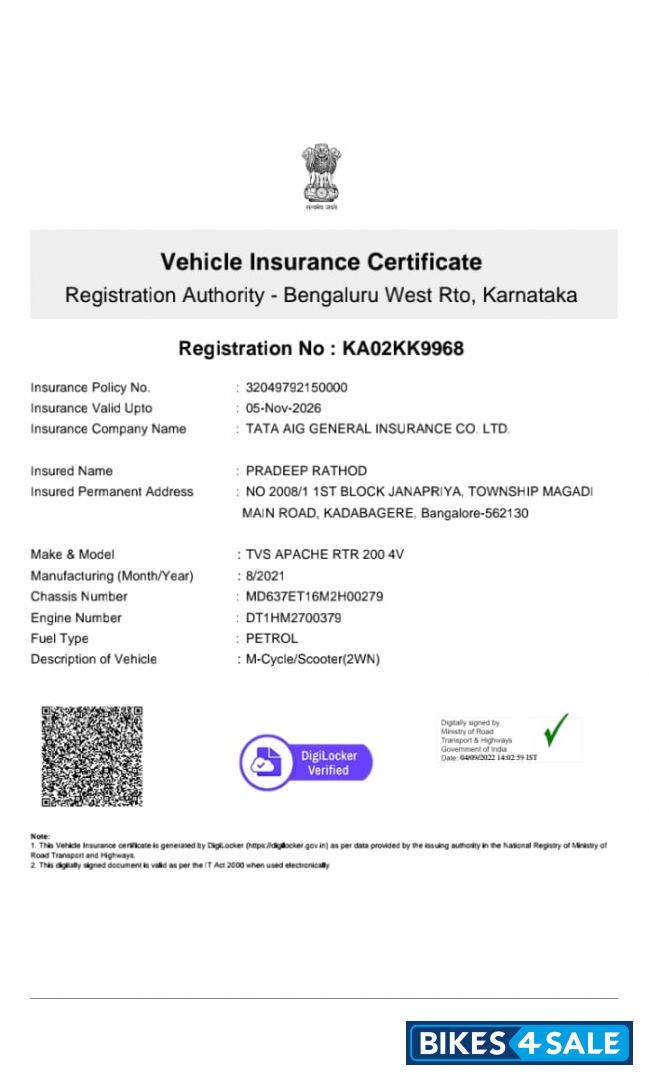 Black And Red TVS Apache RTR 200 4V