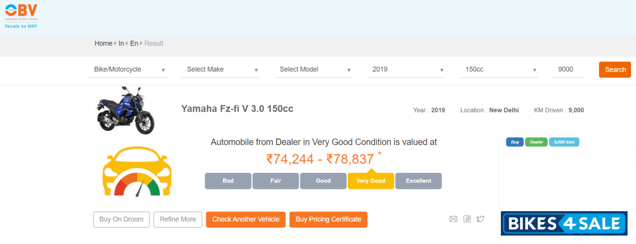 Cyan Grey Yamaha FZ-S FI V3