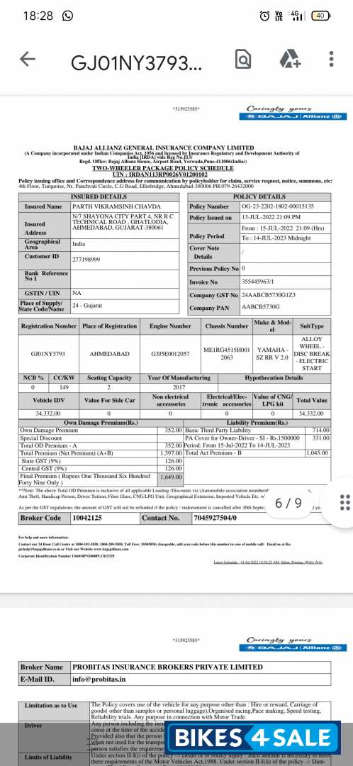 Sky Blue Yamaha SZ-RR