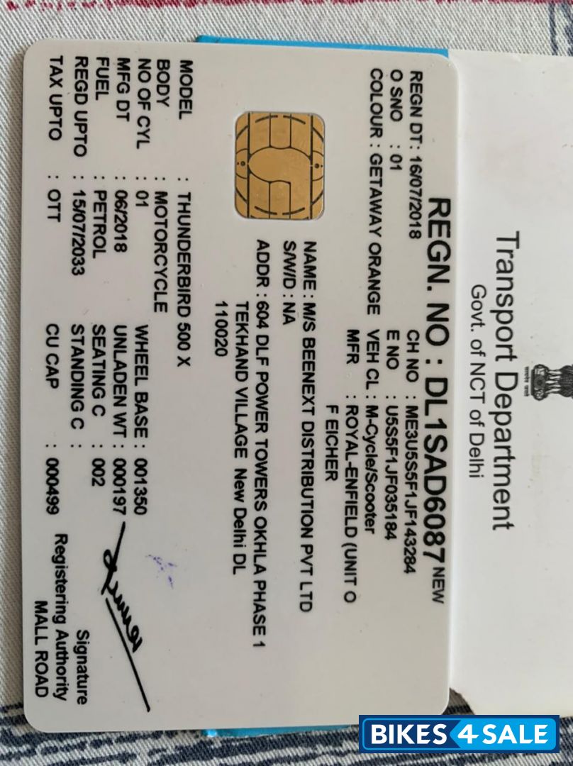 Orange Royal Enfield Thunderbird X 500